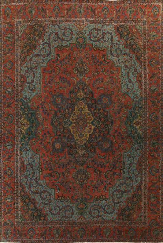 Vintage Over-Dye Tabriz Persian Area Rug Wool 9x13