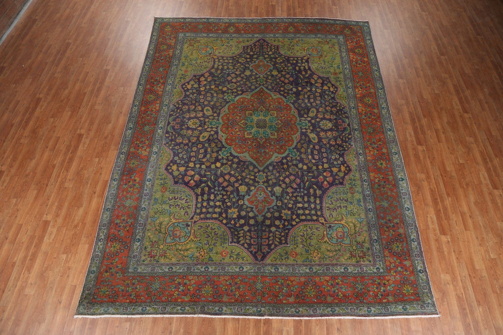 Floral Over-Dye Tabriz Persian Area Rug 10x13