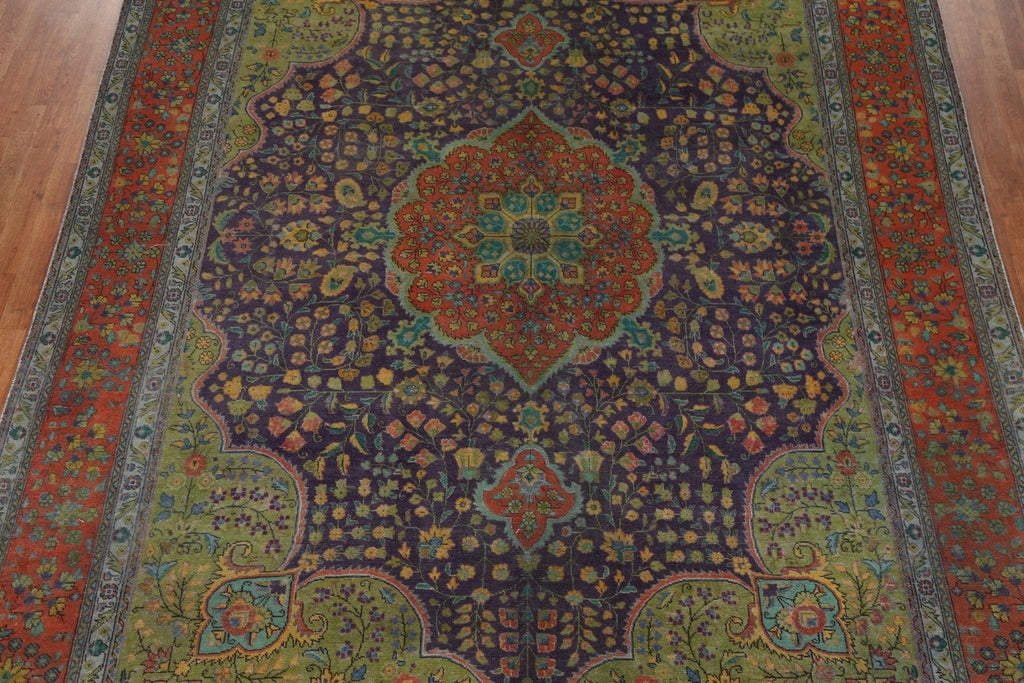 Floral Over-Dye Tabriz Persian Area Rug 10x13