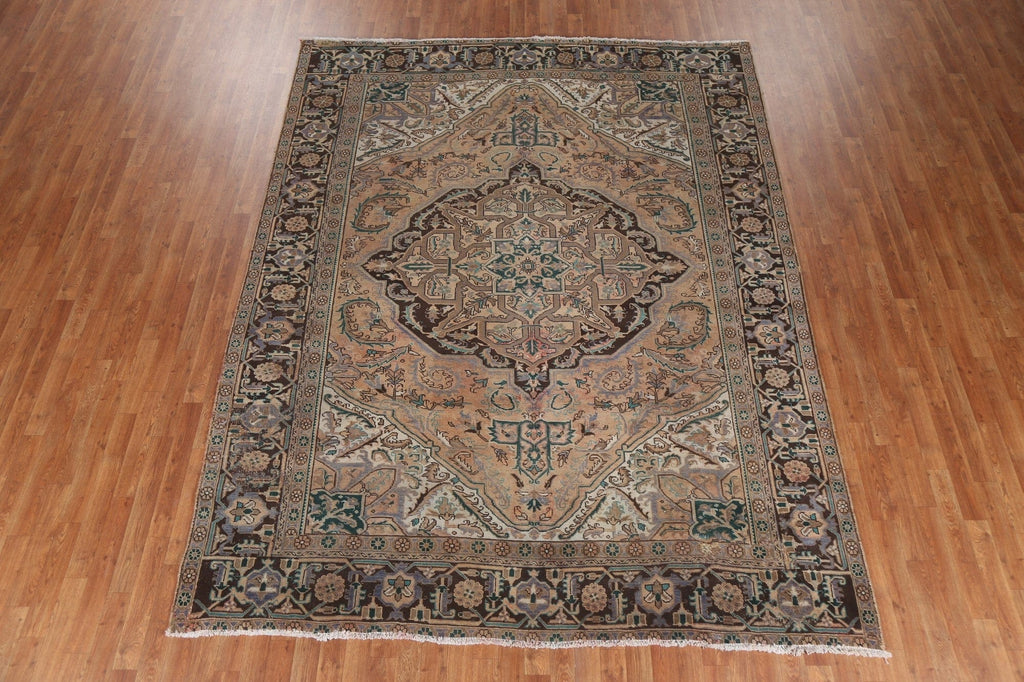 Geometric Vintage Heriz Persian Area Rug 8x10