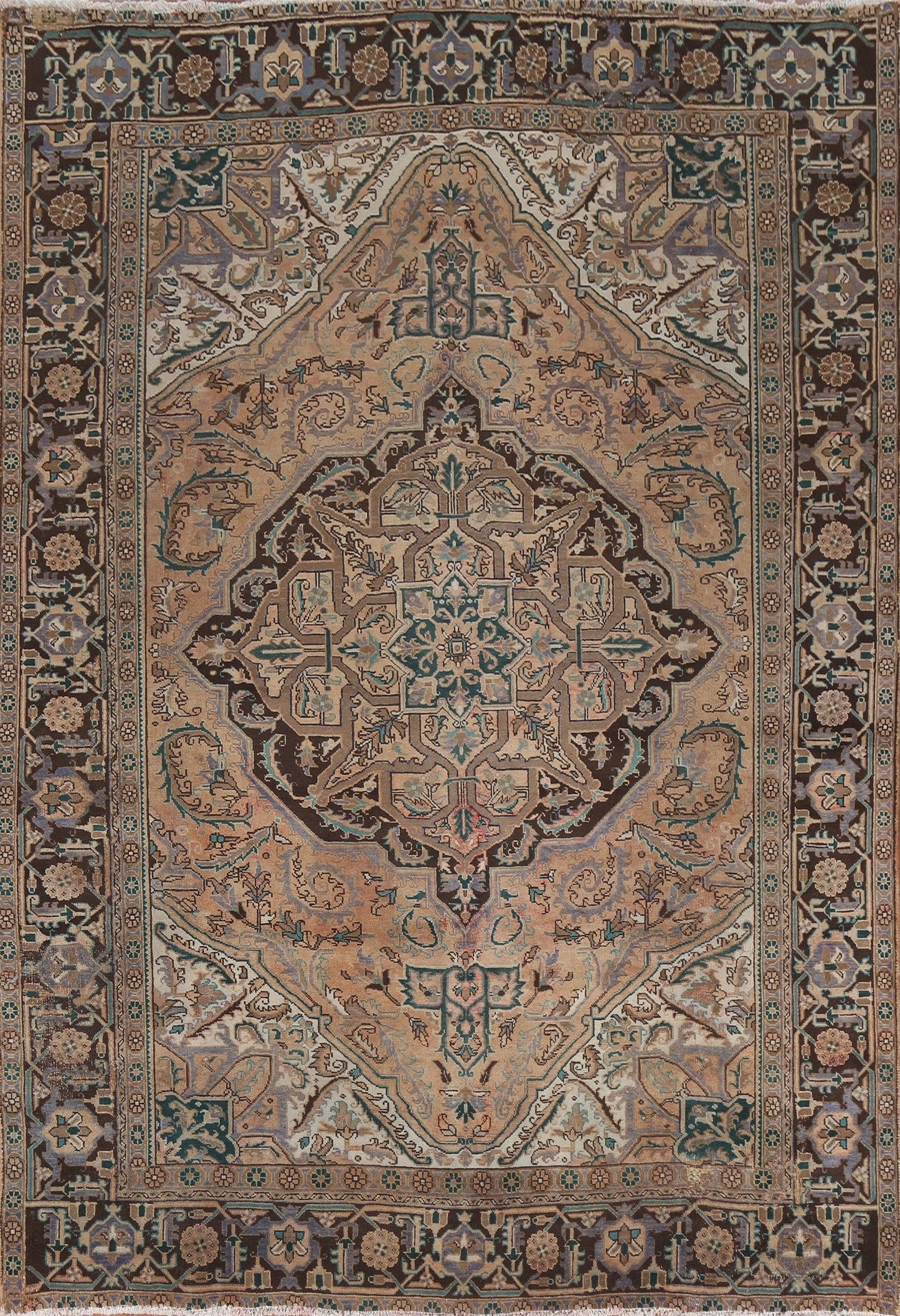 Geometric Vintage Heriz Persian Area Rug 8x10