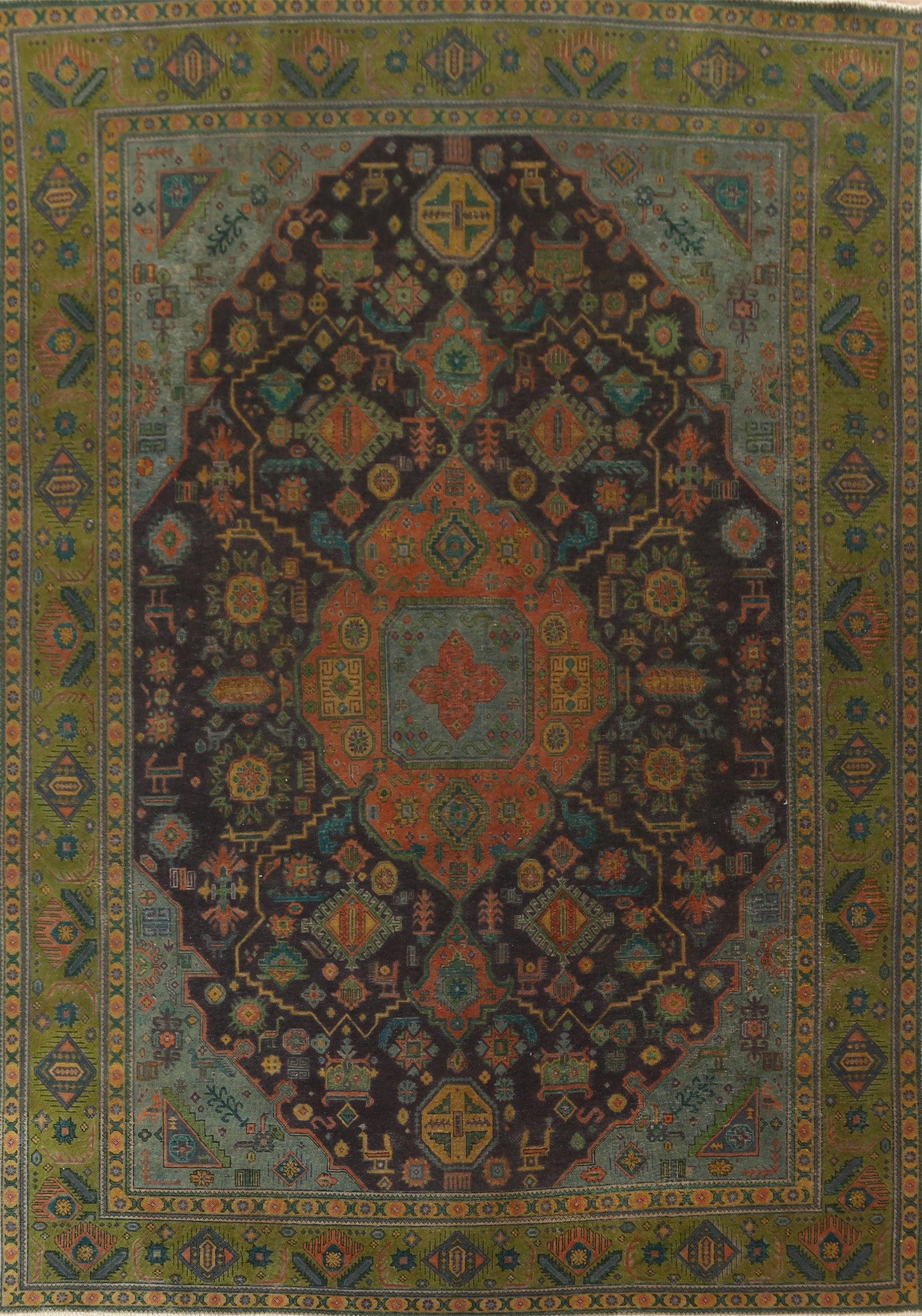 Vintage Over-Dye Tabriz Persian Area Rug Wool10x13