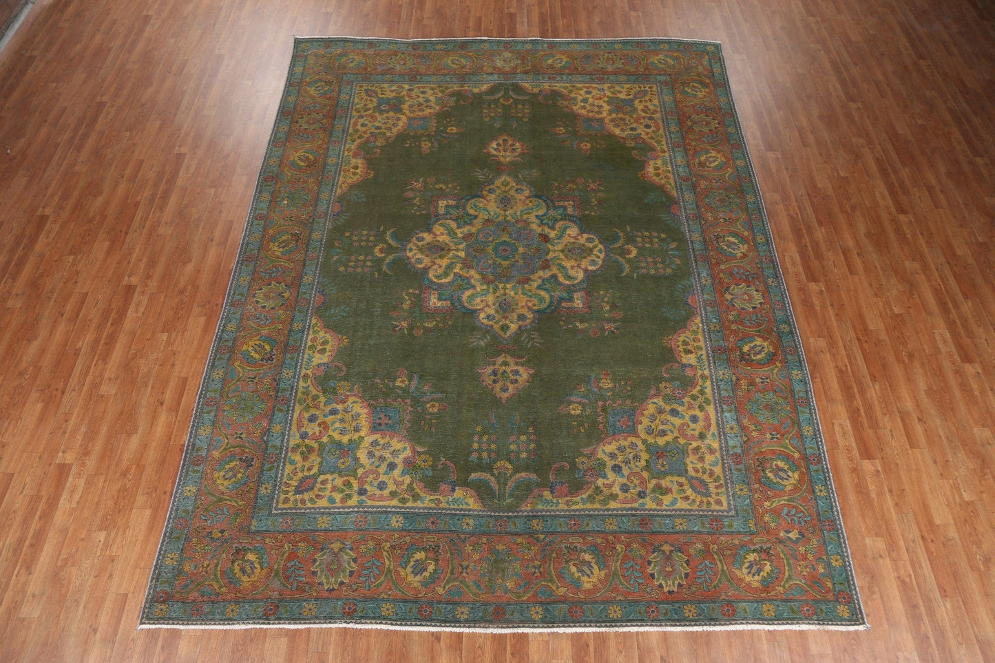 Antique Over-Dyed Tabriz Persian Area Rug Wool 10x12