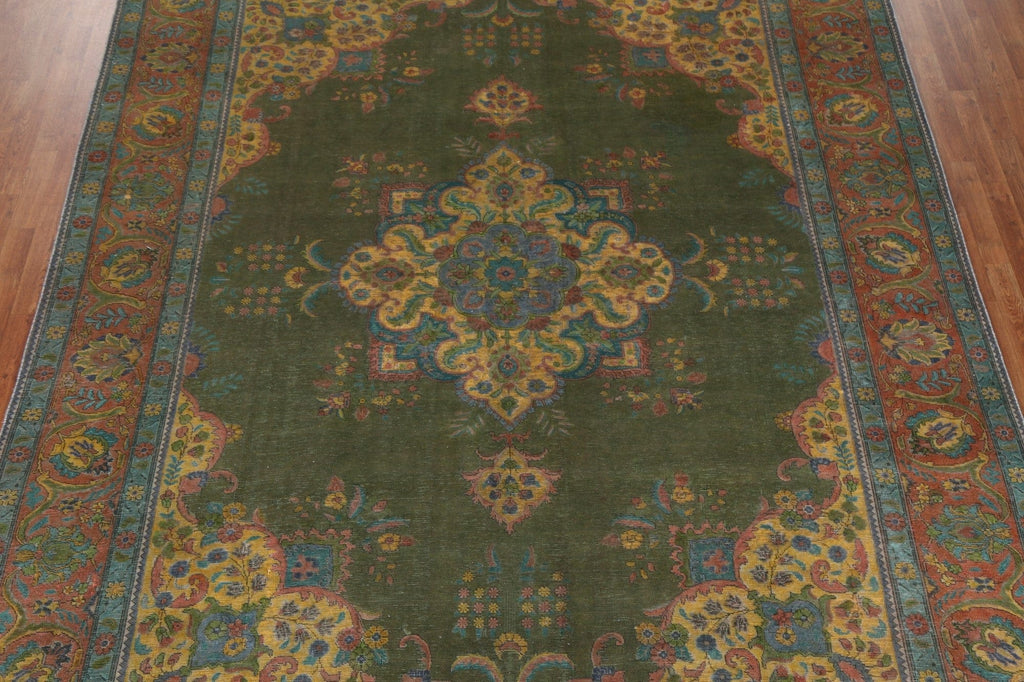 Antique Over-Dyed Tabriz Persian Area Rug Wool 10x12