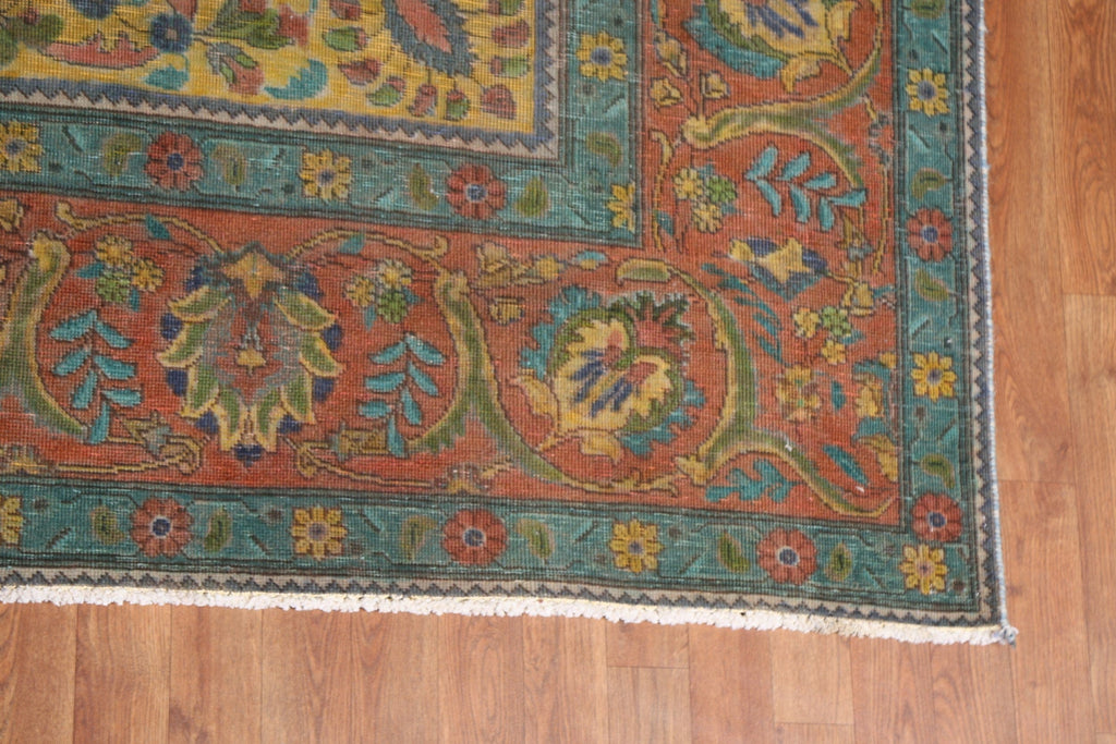 Antique Over-Dyed Tabriz Persian Area Rug Wool 10x12