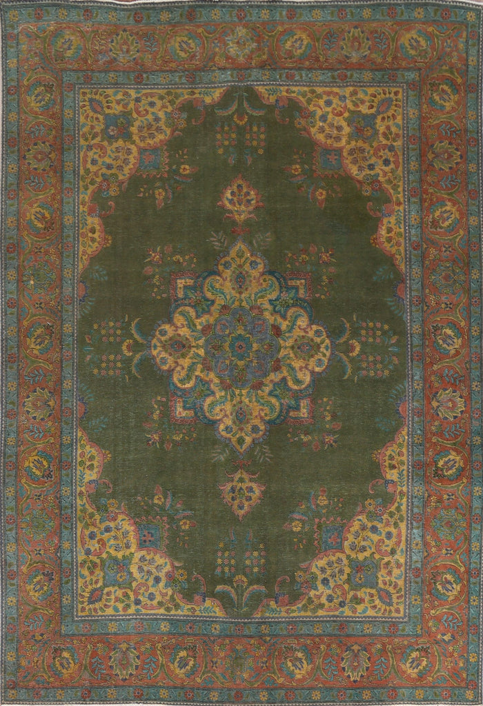 Antique Over-Dyed Tabriz Persian Area Rug Wool 10x12