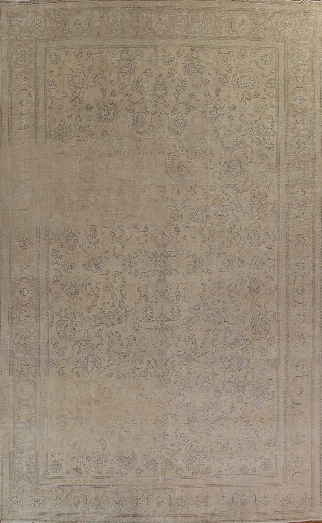 Floral Distressed Tabriz Large Persian Rug 11x16