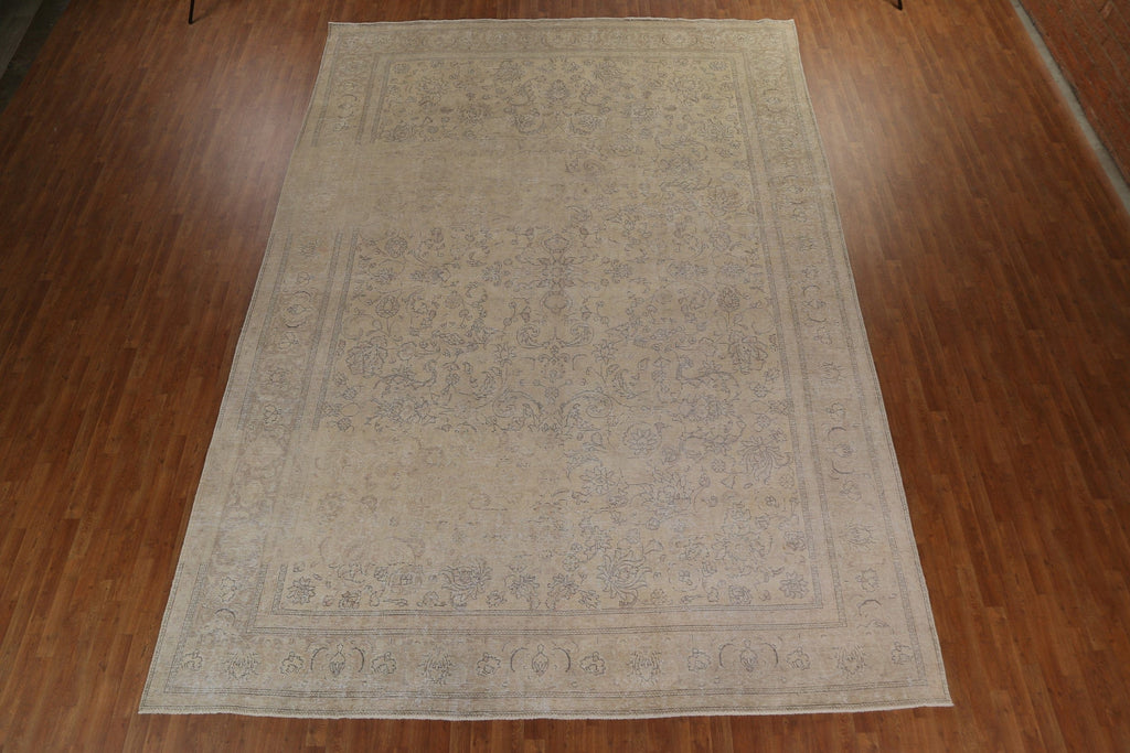 Floral Distressed Tabriz Large Persian Rug 11x16