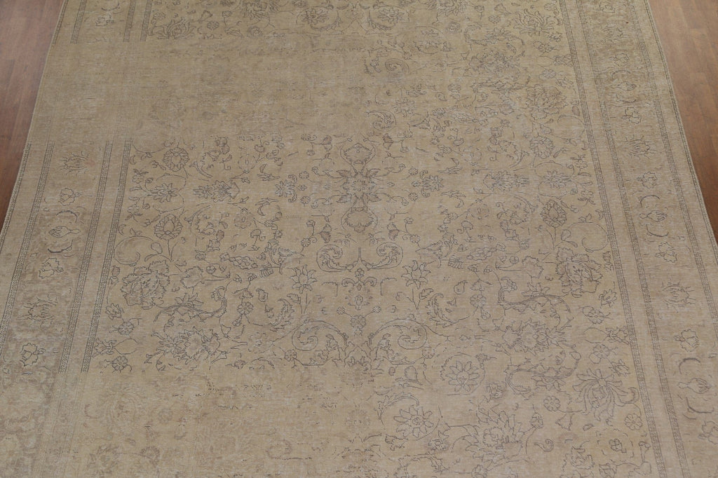 Floral Distressed Tabriz Large Persian Rug 11x16