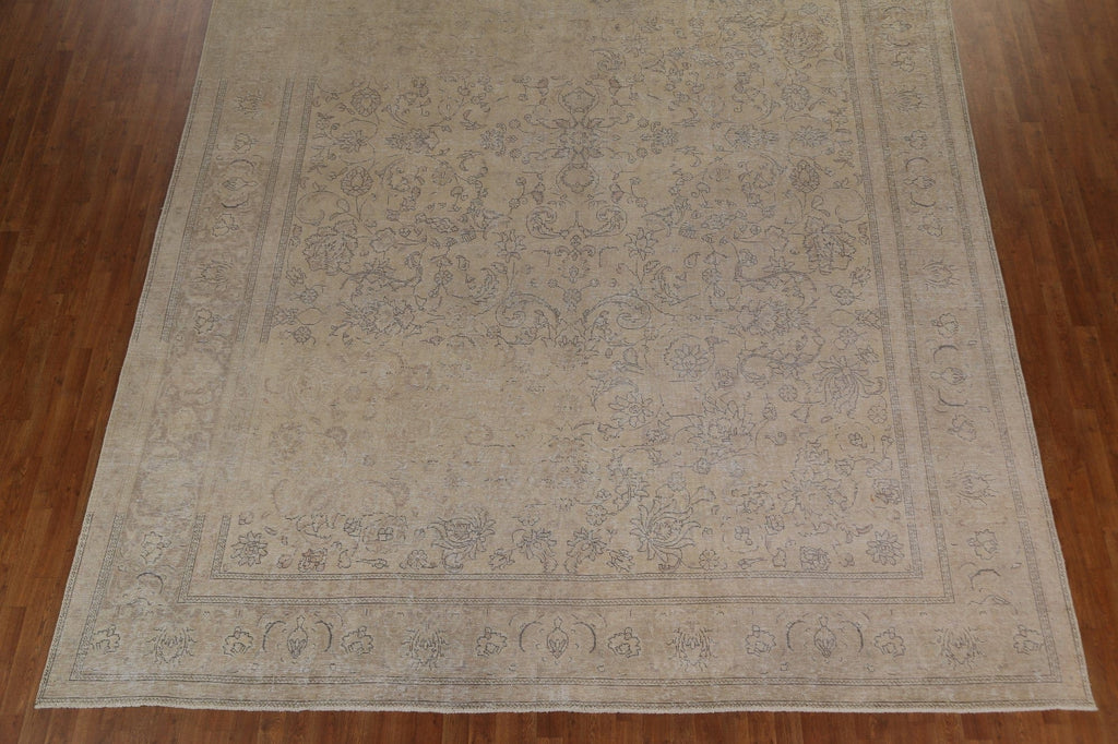 Floral Distressed Tabriz Large Persian Rug 11x16