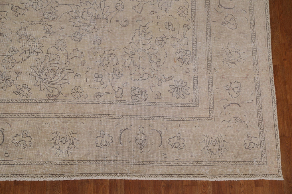 Floral Distressed Tabriz Large Persian Rug 11x16