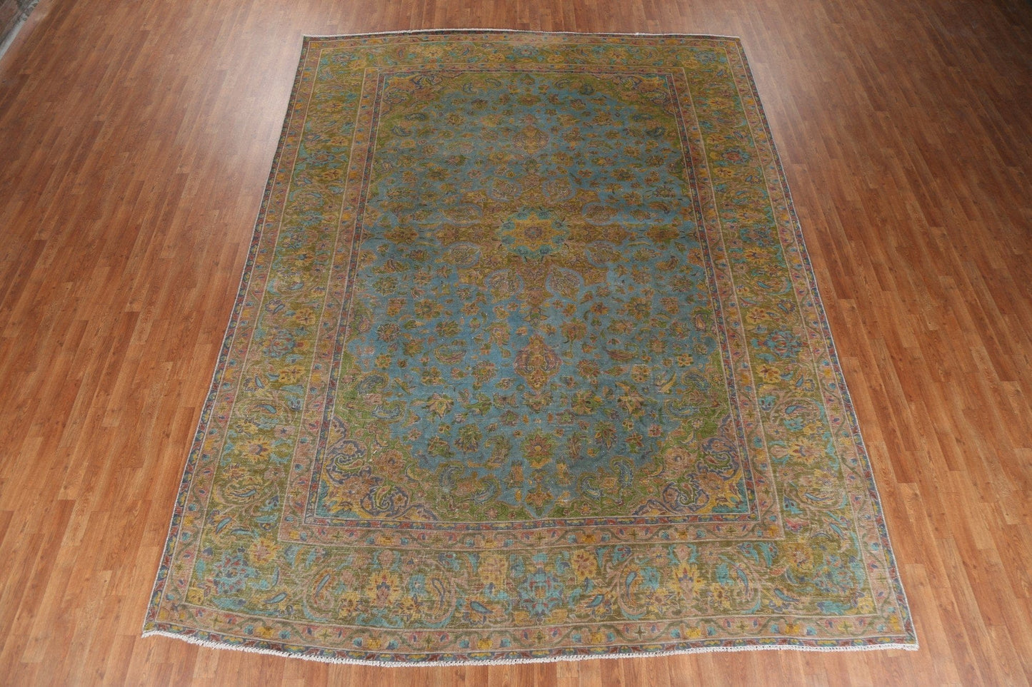 Geometric Over-Dyed Tabriz Persian Area Rug 10x13