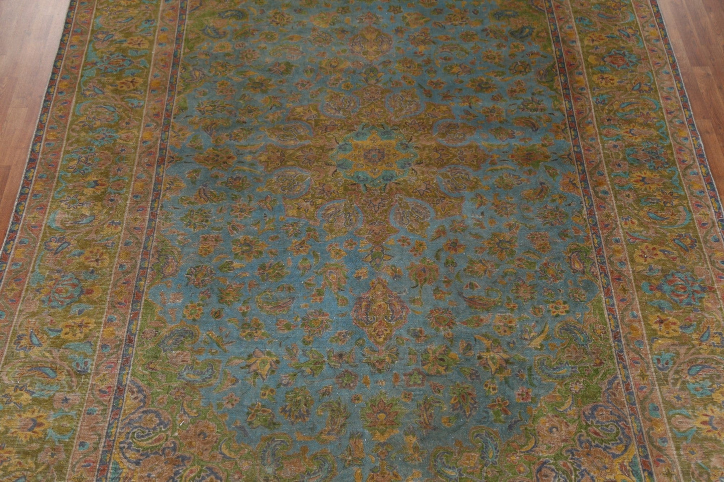 Geometric Over-Dyed Tabriz Persian Area Rug 10x13