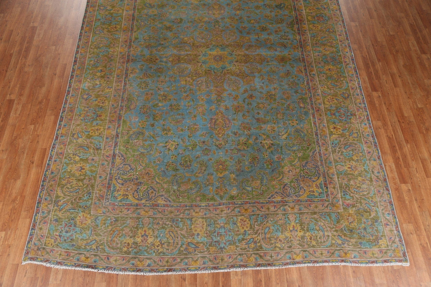 Geometric Over-Dyed Tabriz Persian Area Rug 10x13