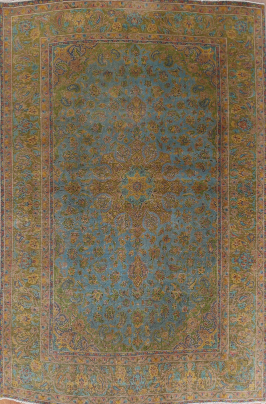 Geometric Over-Dyed Tabriz Persian Area Rug 10x13