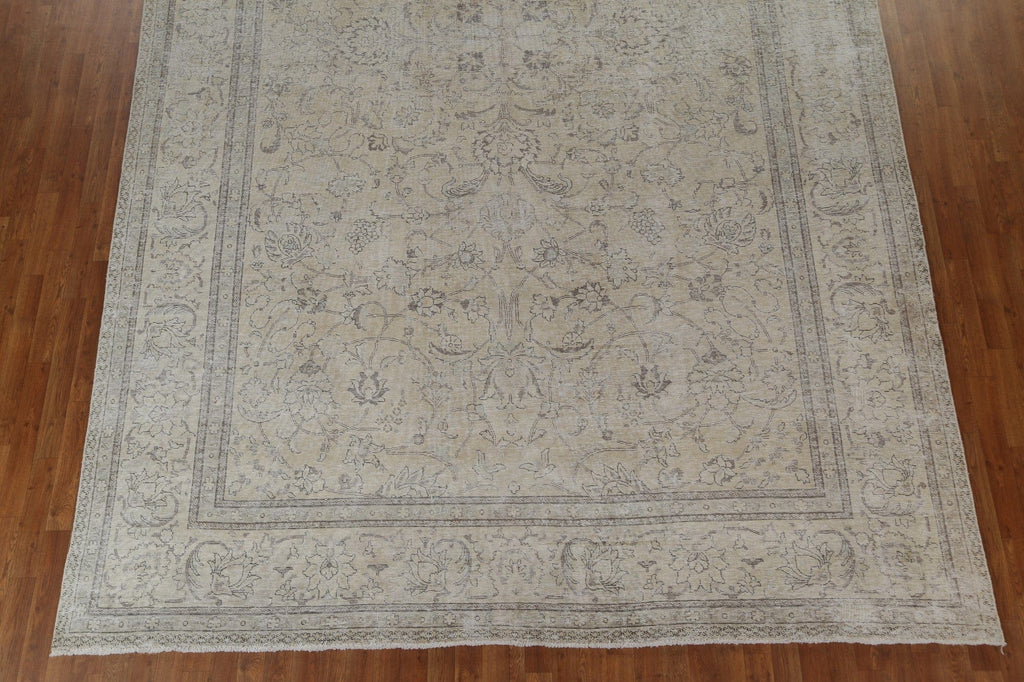 Distressed Floral Tabriz Large Persian Rug 10x16