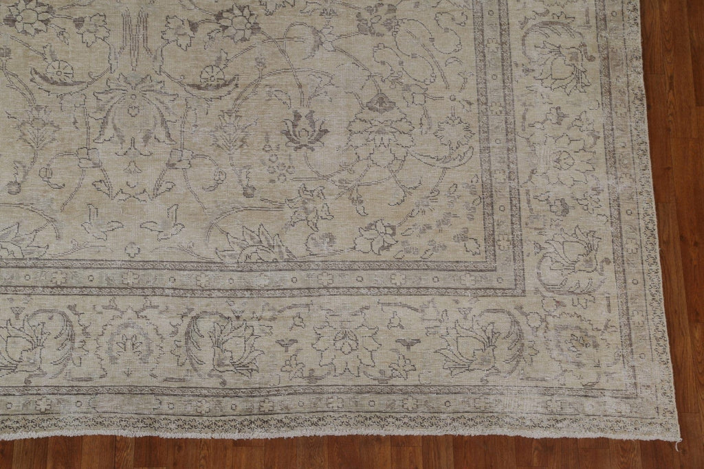 Distressed Floral Tabriz Large Persian Rug 10x16