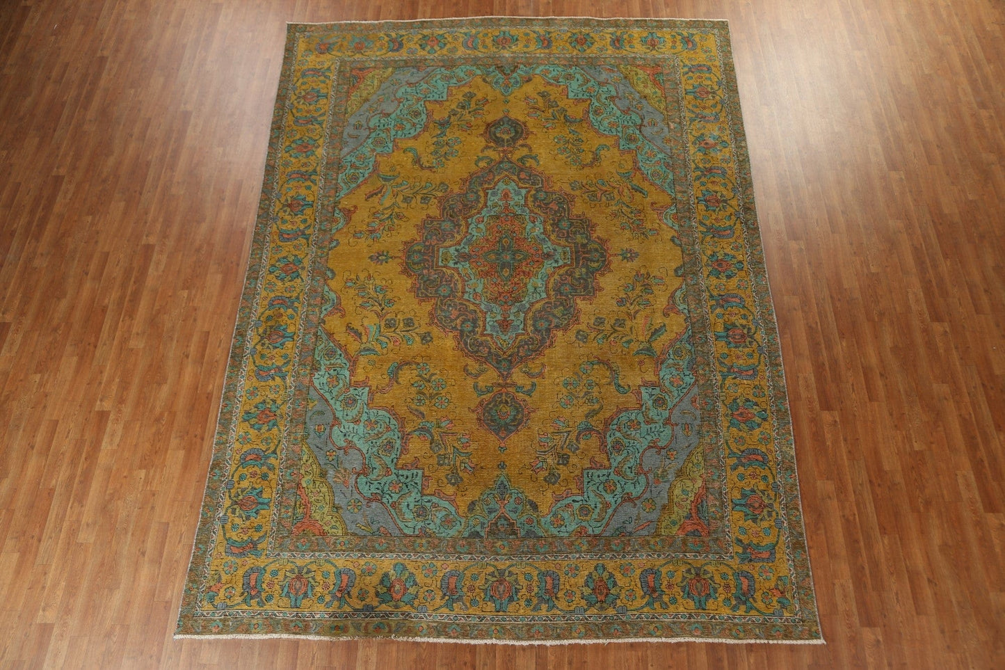 Floral Over-Dyed Tabriz Persian Area Rug 9x13