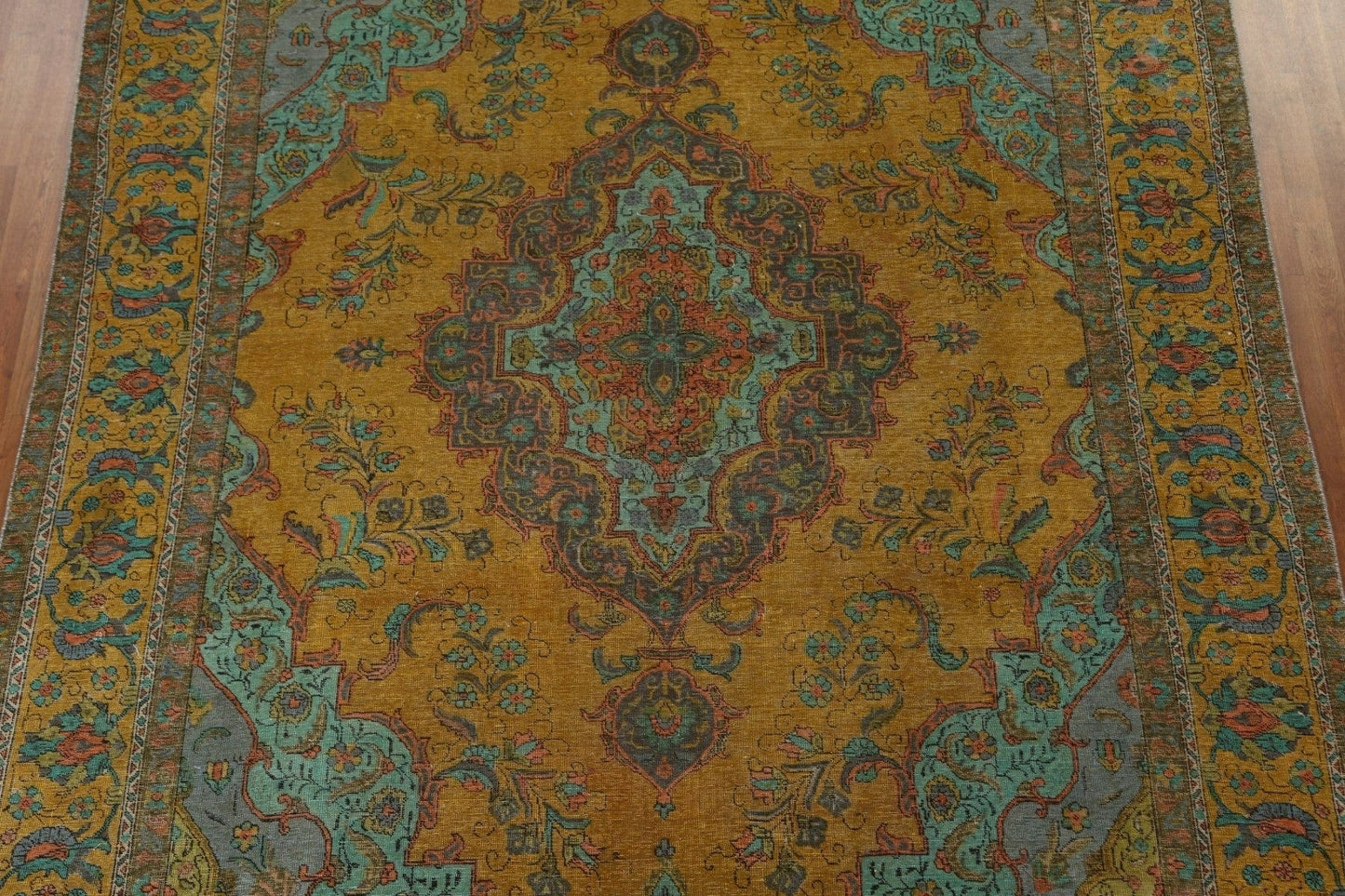 Floral Over-Dyed Tabriz Persian Area Rug 9x13