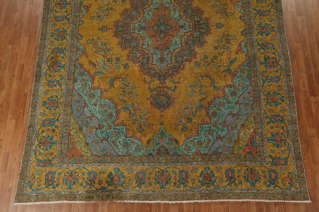 Floral Over-Dyed Tabriz Persian Area Rug 9x13