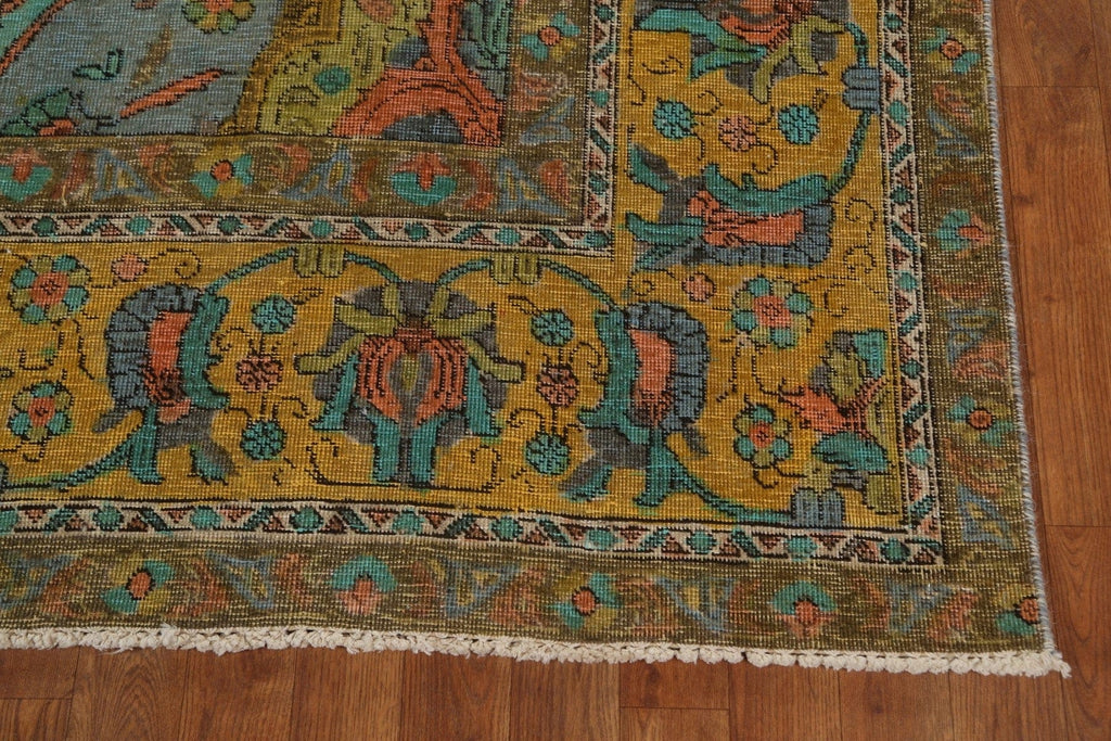 Floral Over-Dyed Tabriz Persian Area Rug 9x13