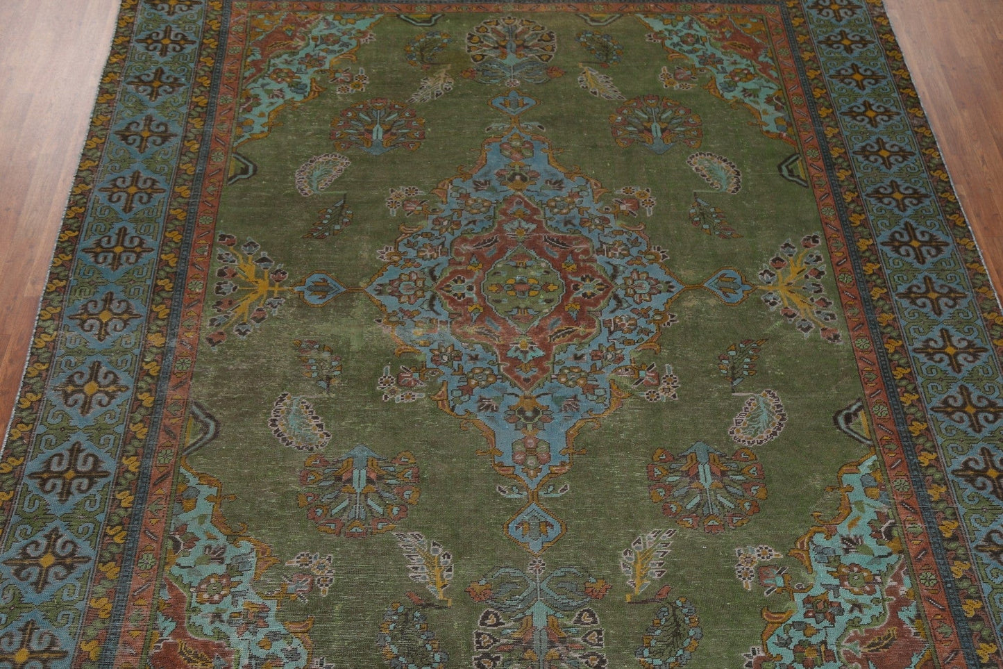 Geometric Over-Dyed Tabriz Persian Area Rug 10x12