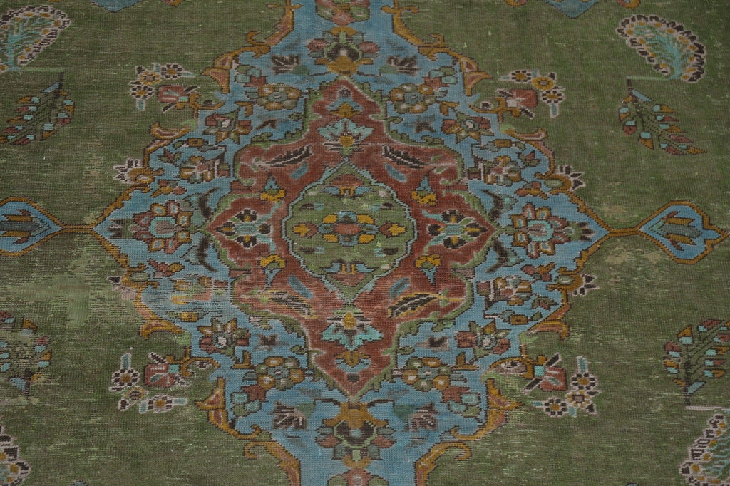 Geometric Over-Dyed Tabriz Persian Area Rug 10x12