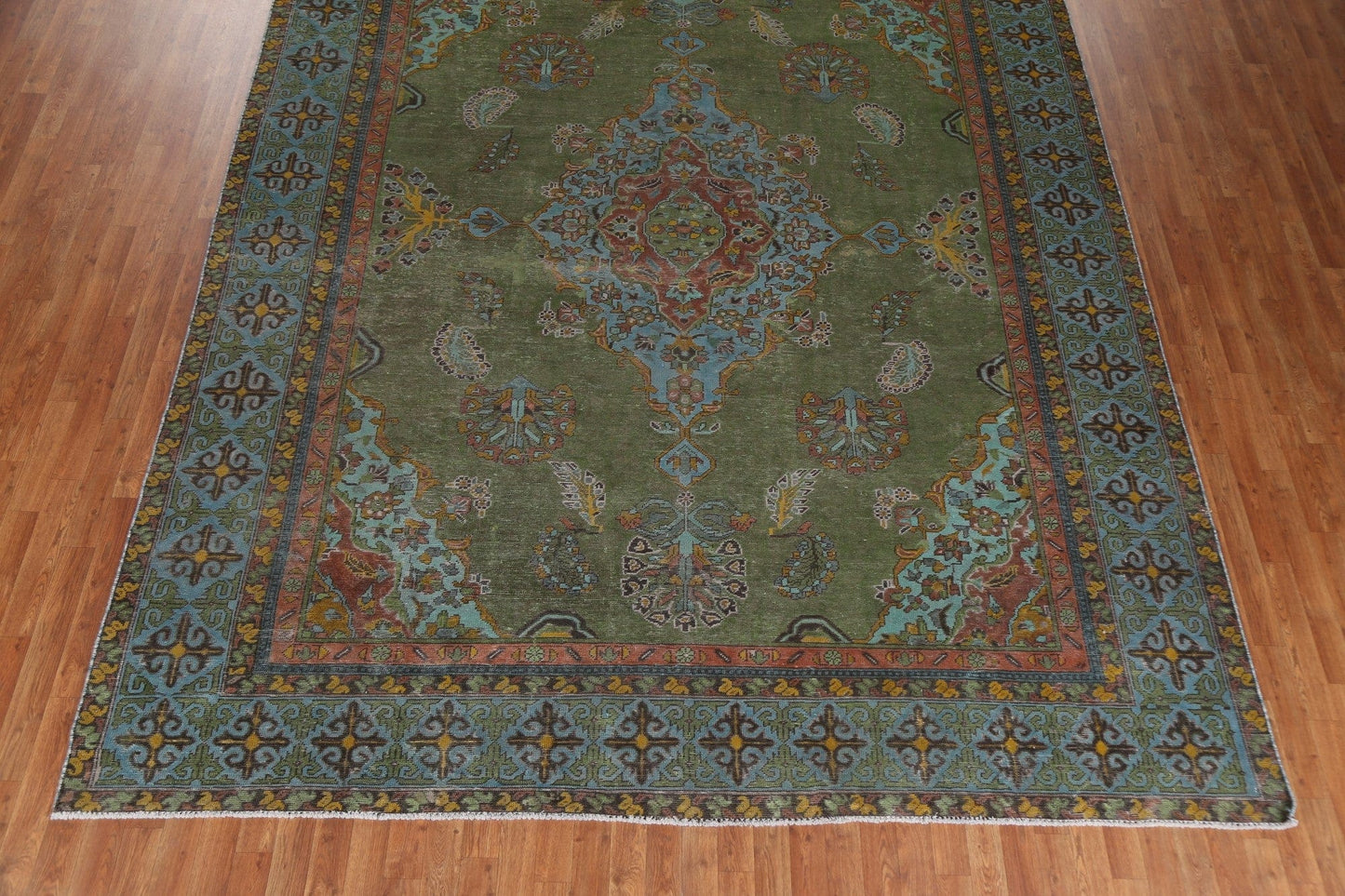 Geometric Over-Dyed Tabriz Persian Area Rug 10x12