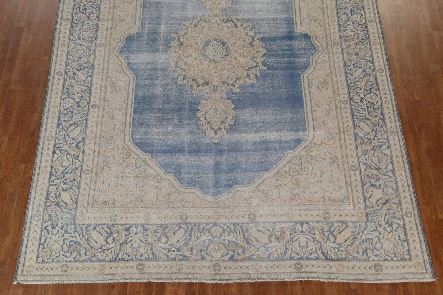 Vegetable Dye Antique Distressed Kerman Persian Area Rug 9x13