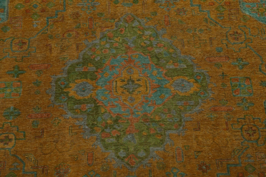 Over-Dyed Geometric Tabriz Persian Area Rug 10x13