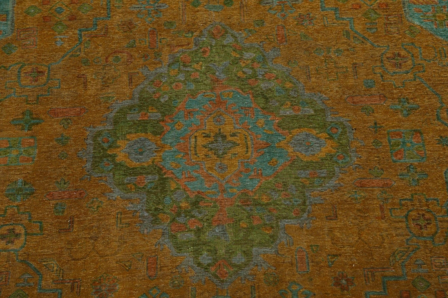 Over-Dyed Geometric Tabriz Persian Area Rug 10x13