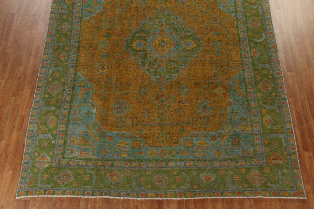 Over-Dyed Geometric Tabriz Persian Area Rug 10x13