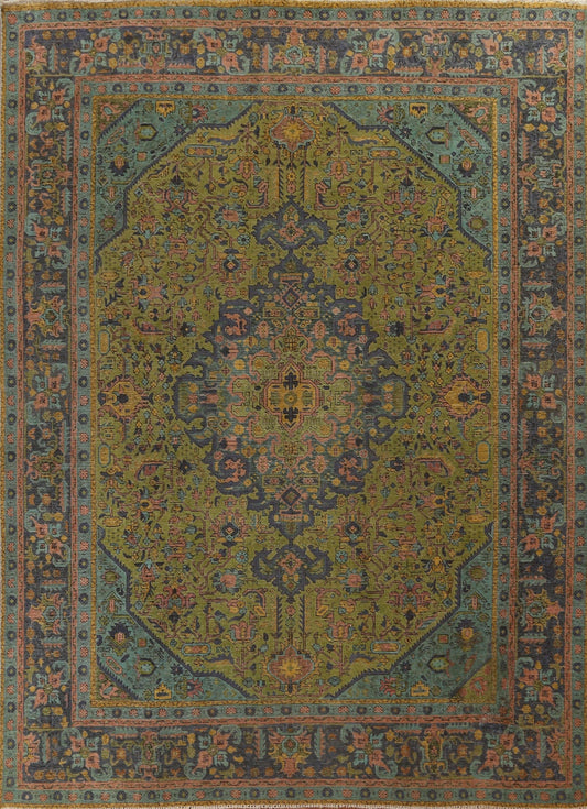 Geometric Over-Dyed Tabriz Persian Area Rug 10x12