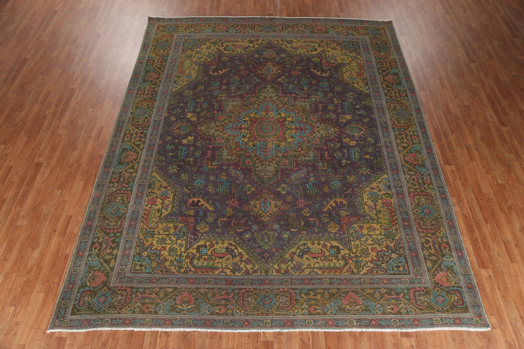 Geometric Over-Dyed Tabriz Persian Area Rug 10x12