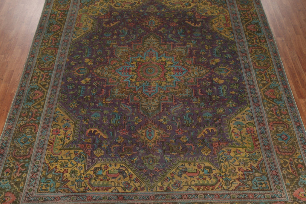 Geometric Over-Dyed Tabriz Persian Area Rug 10x12