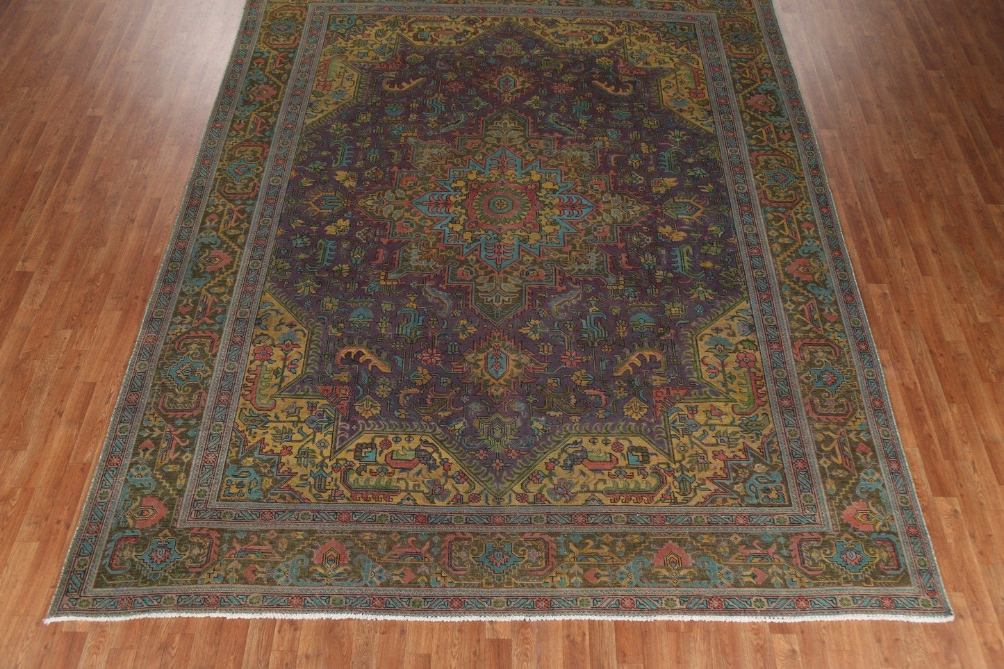 Geometric Over-Dyed Tabriz Persian Area Rug 10x12