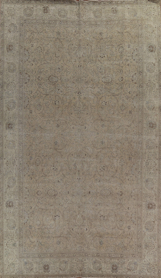 Distressed Floral Tabriz Large Persian Rug 10x15