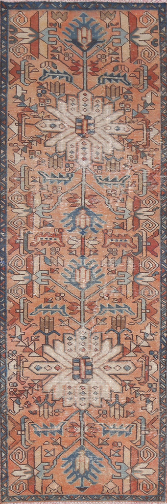 Geometric Heriz Persian Runner Rug Handmade 2x7