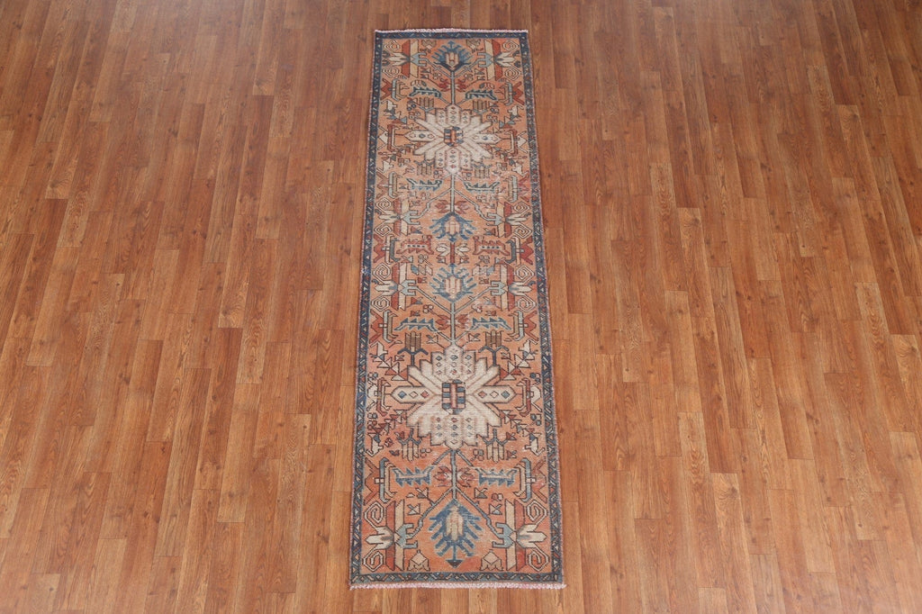 Geometric Heriz Persian Runner Rug Handmade 2x7