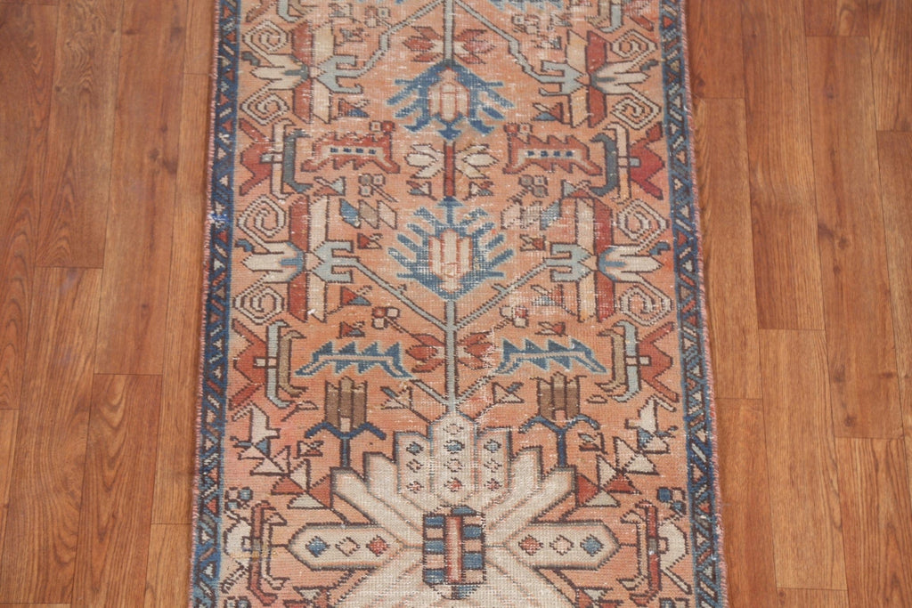 Geometric Heriz Persian Runner Rug Handmade 2x7