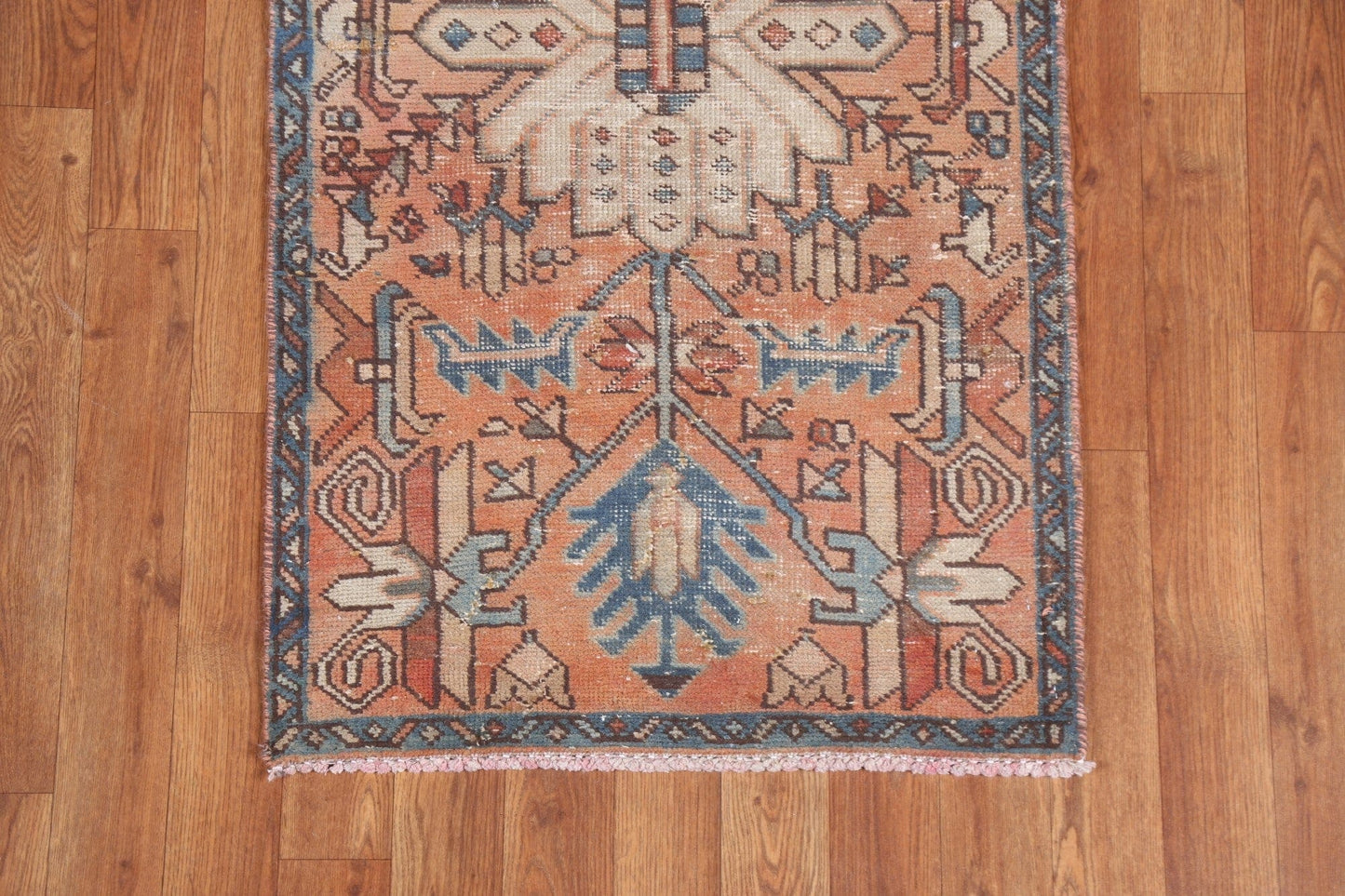 Geometric Heriz Persian Runner Rug Handmade 2x7