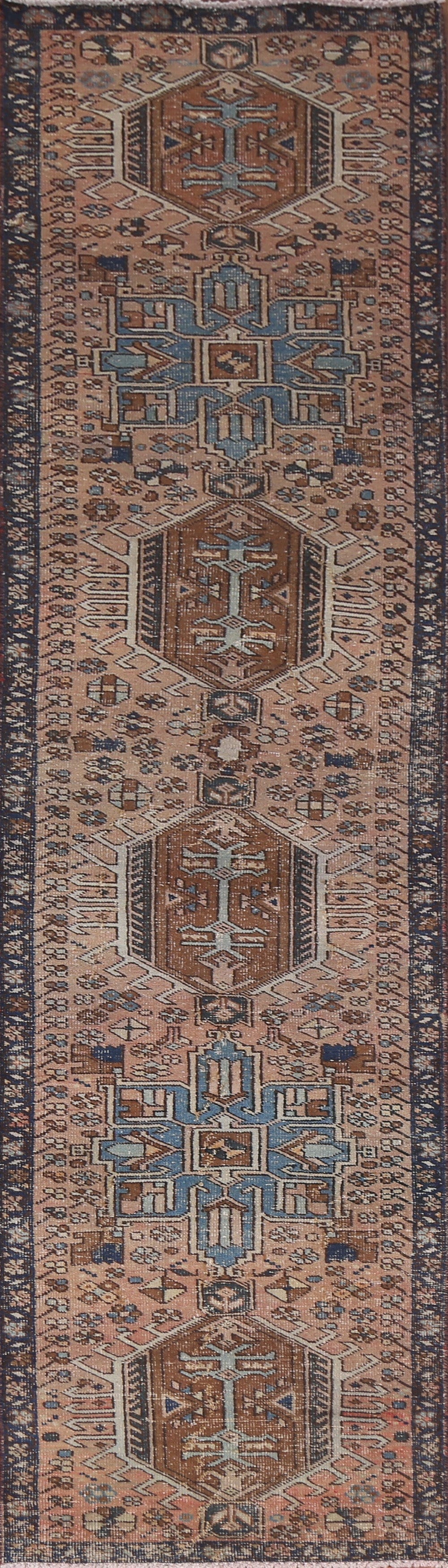 Geometric Heriz Persian Runner Rug 2x11