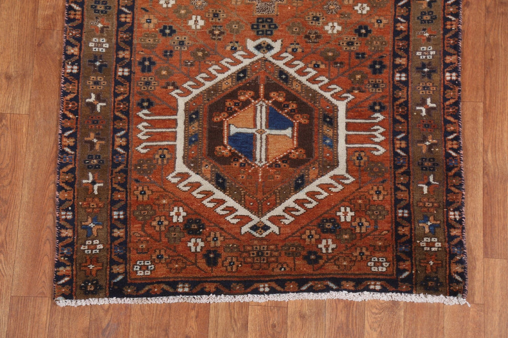 Geometric Heriz Persian Runner Rug Wool 3x10