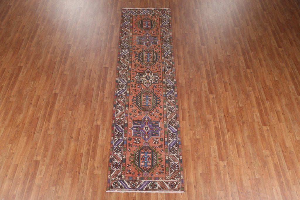 Geometric Heriz Persian Runner Rug 3x11