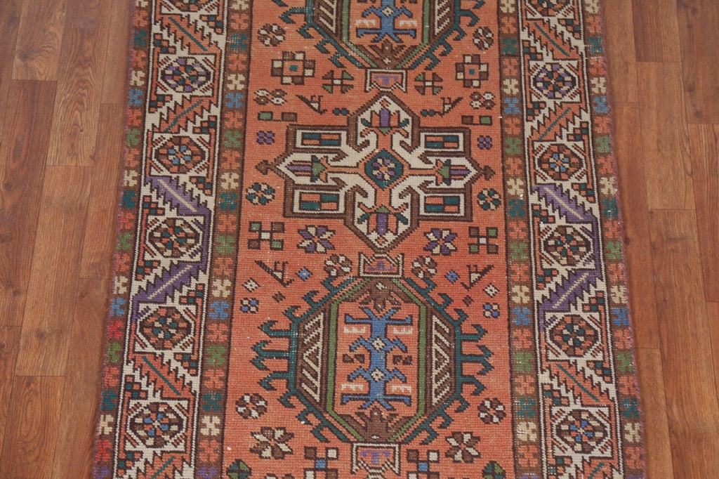 Geometric Heriz Persian Runner Rug 3x11