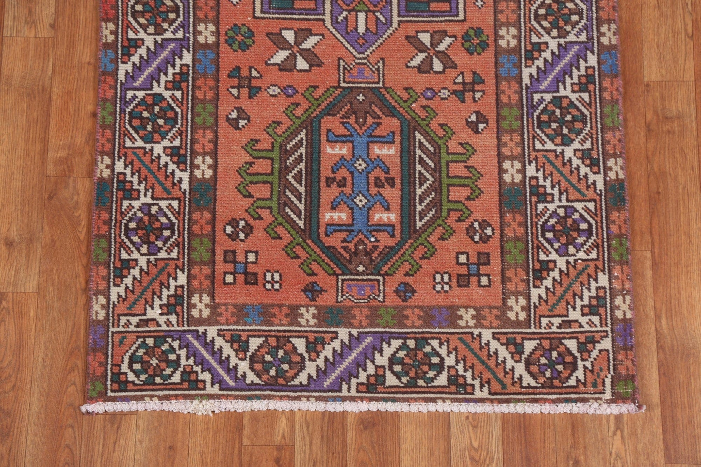 Geometric Heriz Persian Runner Rug 3x11