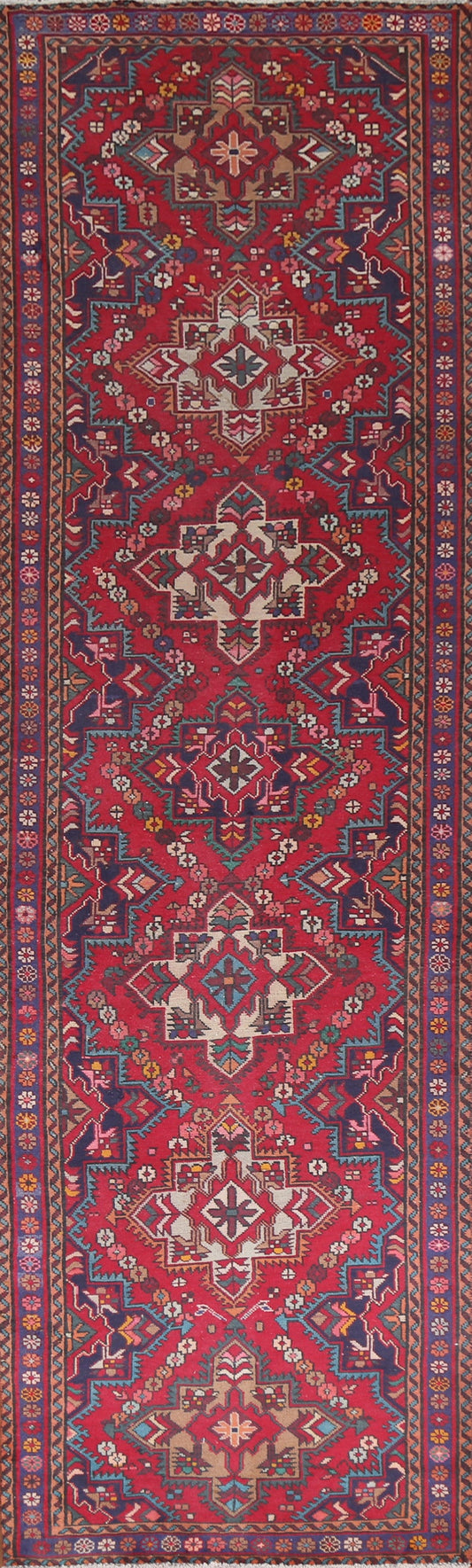 Geometric Tabriz Persian Runner Rug 3x13