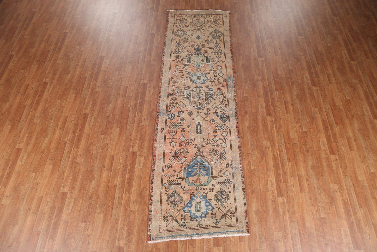 Geometric Heriz Persian Runner Rug 3x11