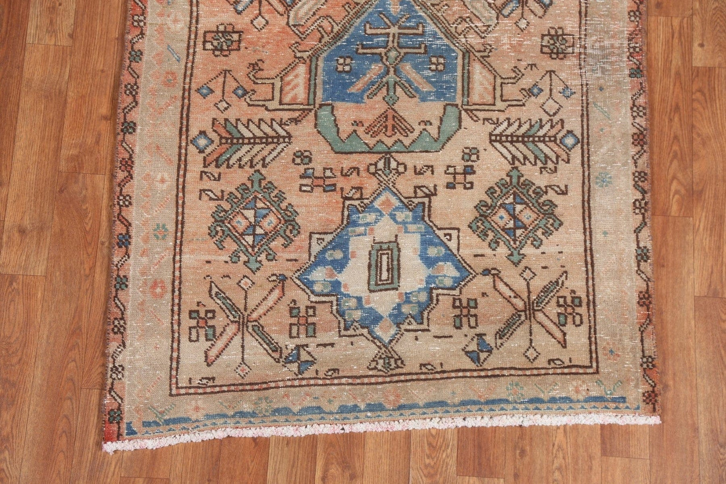 Geometric Heriz Persian Runner Rug 3x11