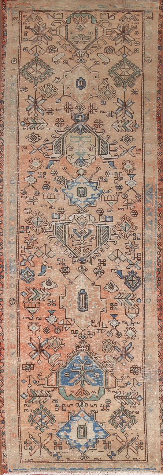 Geometric Heriz Persian Runner Rug 3x11